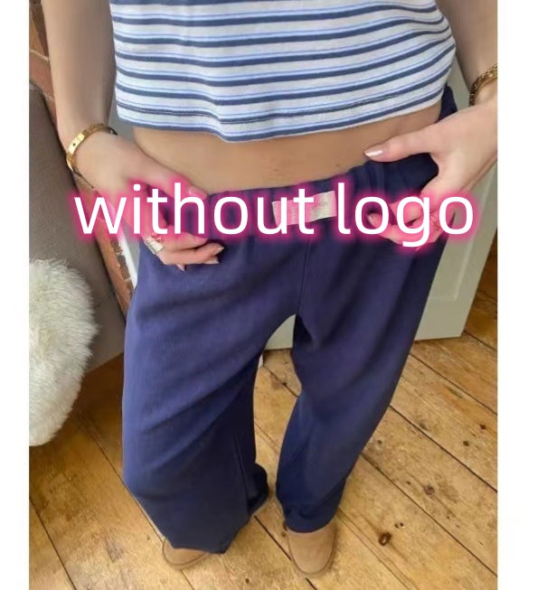 Fashion Y2K Striped Straight Trousers Summer Elastic High Waist Wide Leg Pants For Women - cas7m