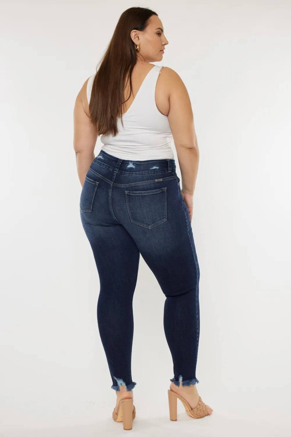 Kancan Full Size Cat's Whiskers Raw Hem High Waist Jeans - cas7m