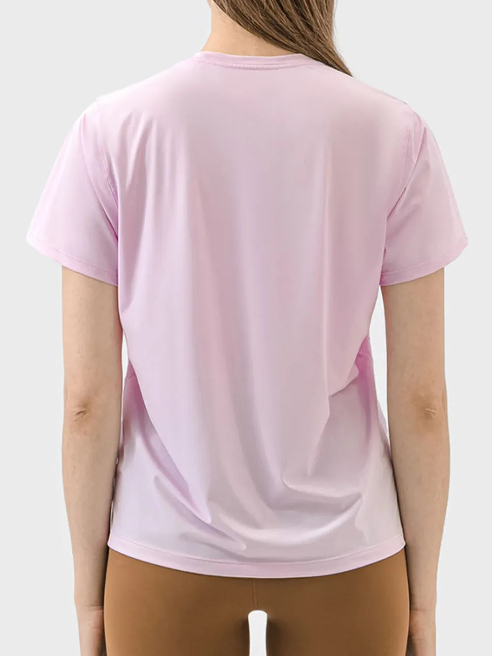 Millennia Slit Round Neck Short Sleeve Active T-Shirt - cas7m