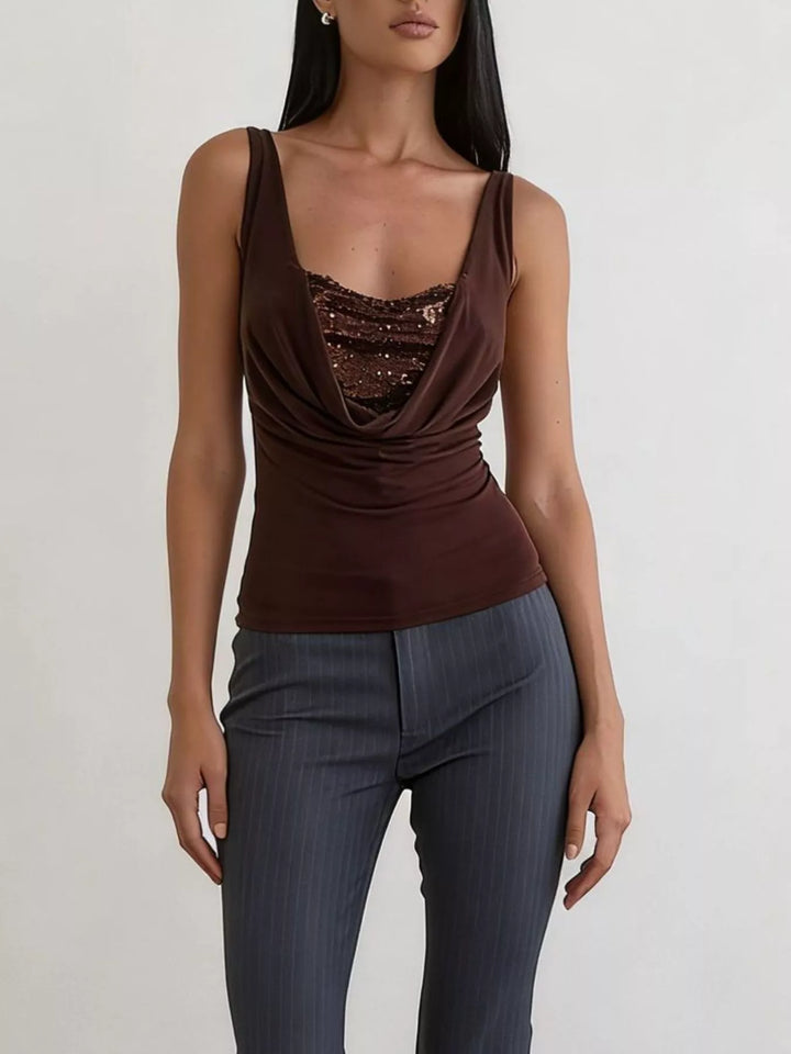 Sequin Detail Ruched Tank - cas7m
