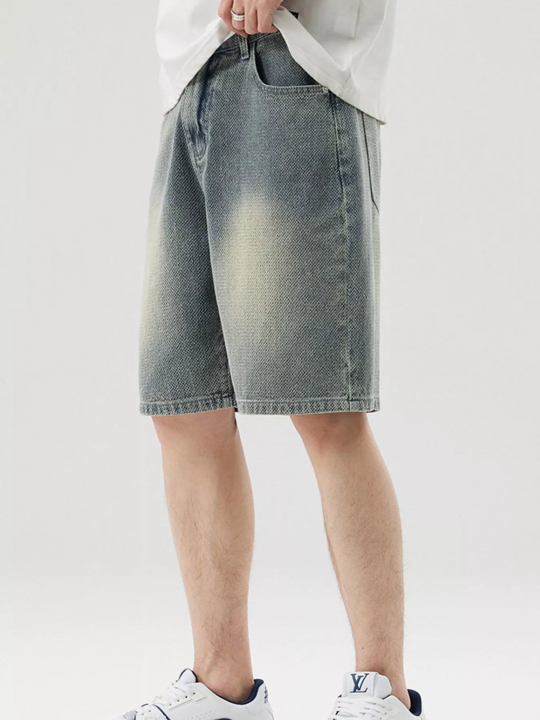 Men's Wide Leg Denim Shorts - cas7m