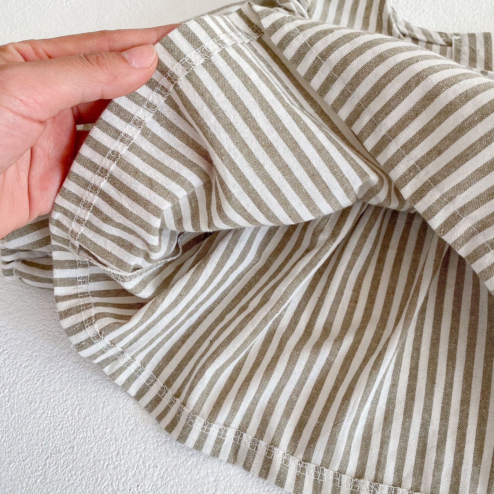 Cotton Baby Ruffle Collar Striped Long Sleeved Skirt Bread Pants Set - cas7m