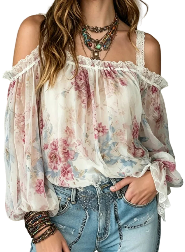 Bohemian Off-the-Shoulder Blouse - cas7m