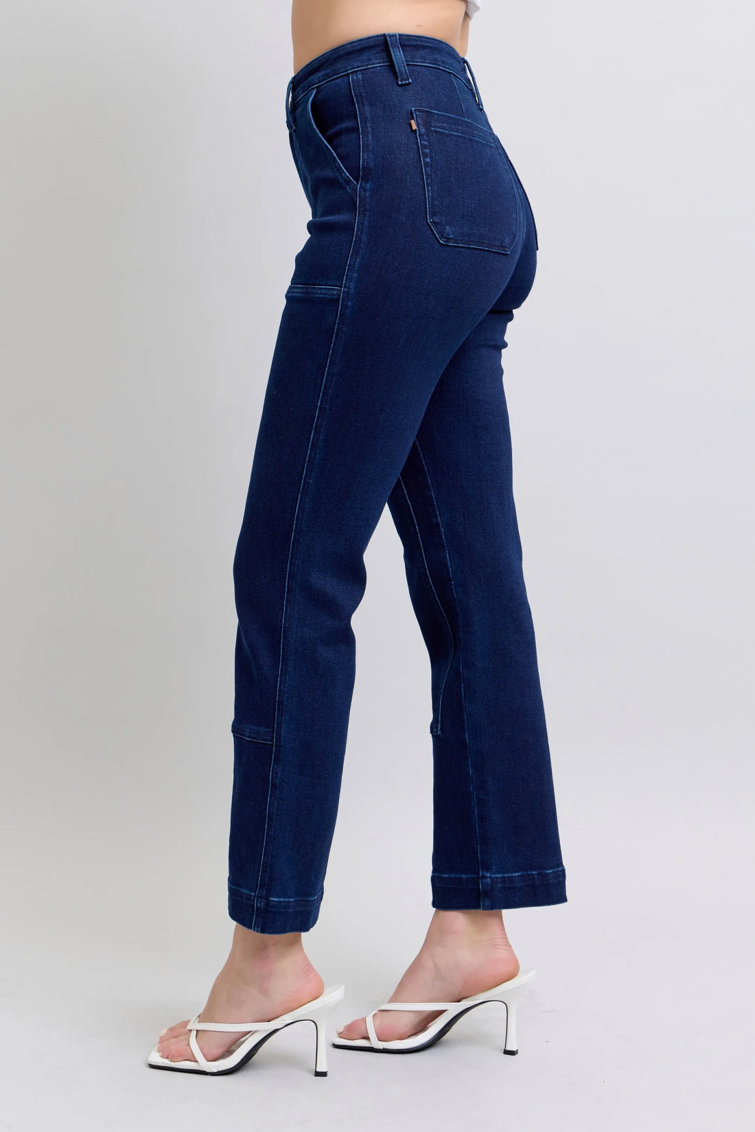 Judy Blue Full Size Hw Work Wear Knee Patch Straight Jeans Plus Size - cas7m