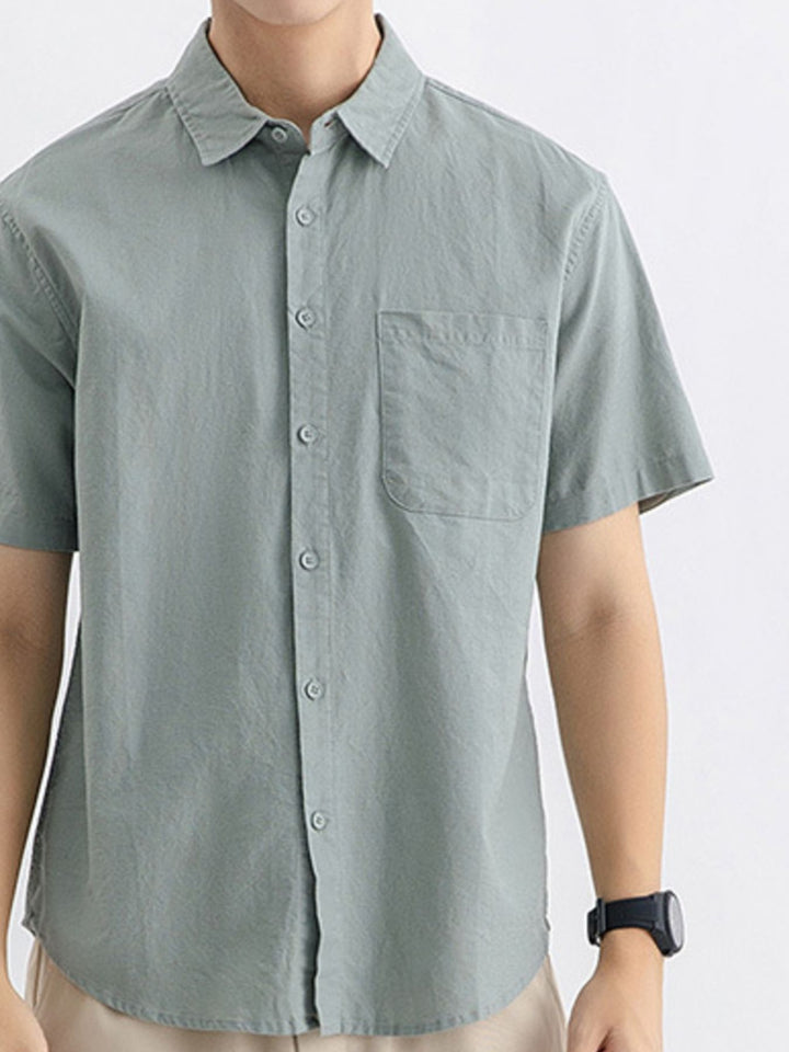 Men's Plus Size Button Up Short Sleeve Shirt - cas7m