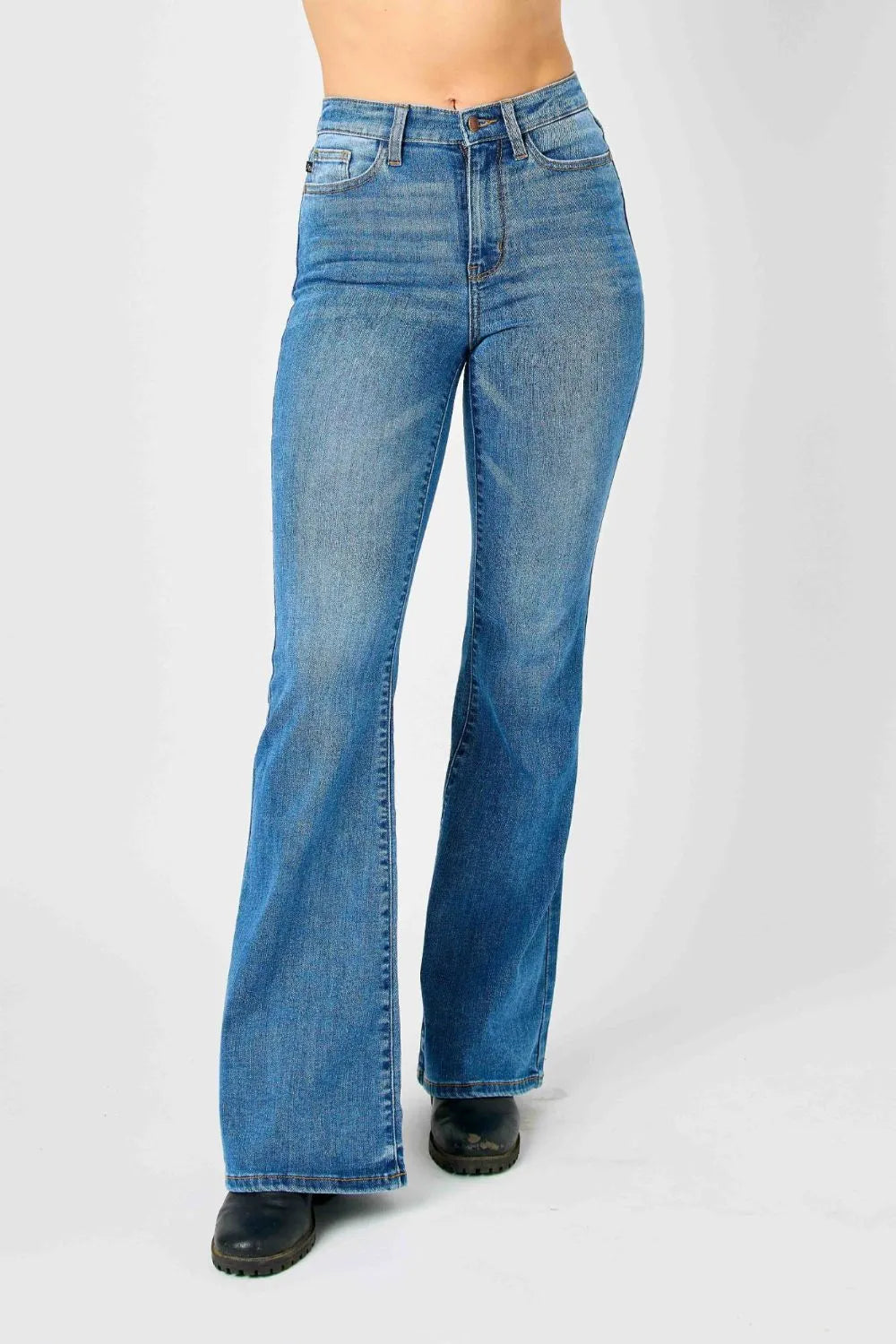 Judy Blue Full Size High-Waisted Classic Flare Jeans Plus Size - cas7m