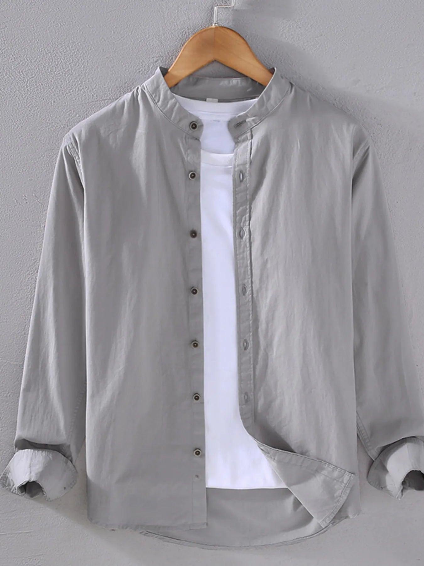 Men's Plus Size Button Up Long Sleeve Shirt - cas7m