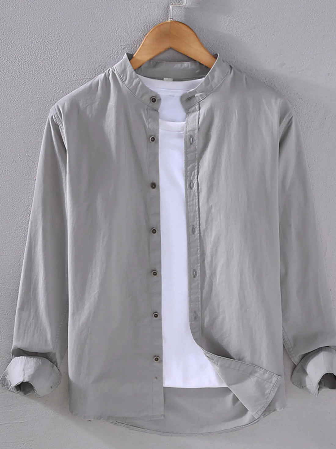Men's Plus Size Button Up Long Sleeve Shirt - cas7m