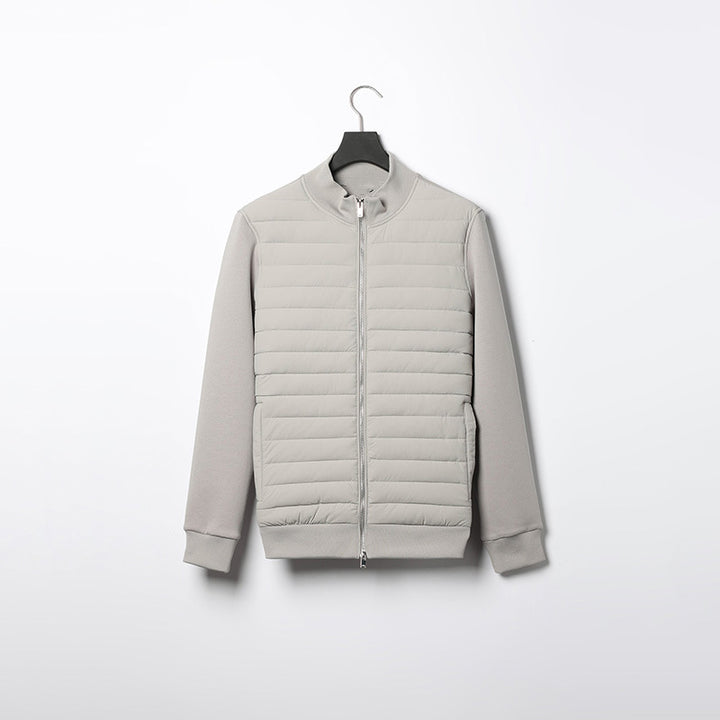 Lightweight Stand Collar Coat For Men Fashion Stitching Knitted Jacket Winter Outwear - cas7m