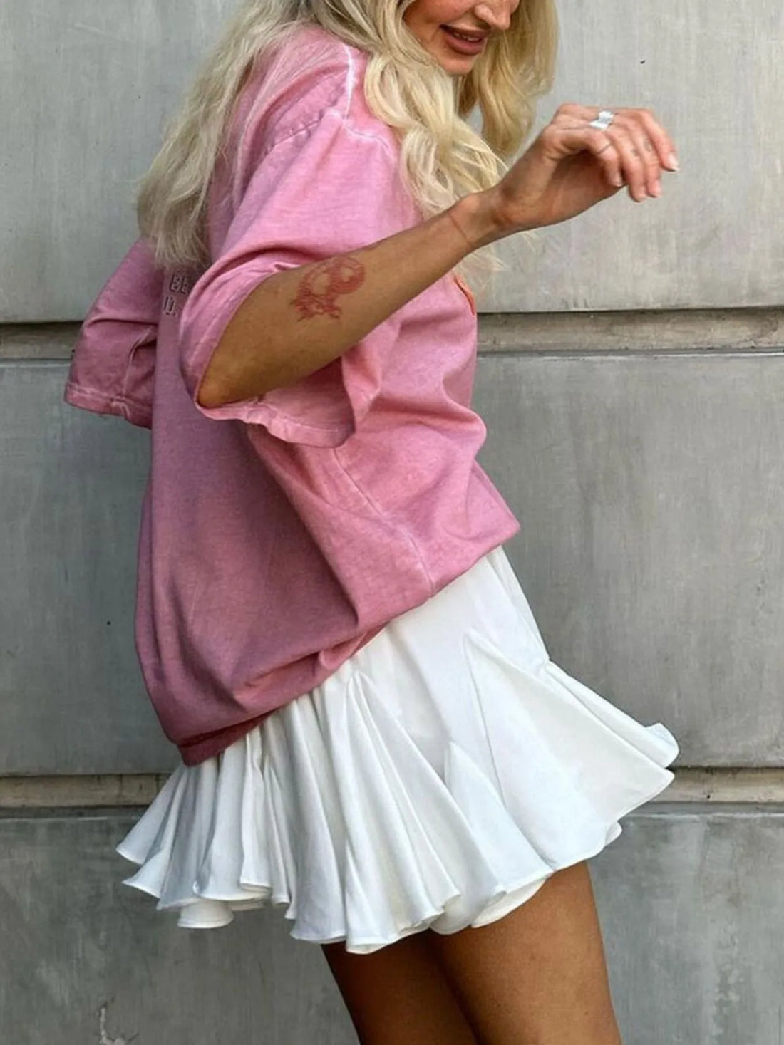 Elastic Waist Ruffled Hem Skirt - cas7m