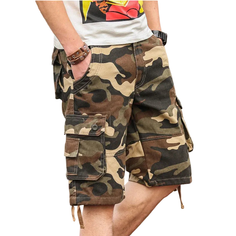 Men's Loose Fit Camouflage Cargo Shorts with Pockets
