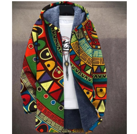 Printed Stand Collar Jacket For Men - cas7m