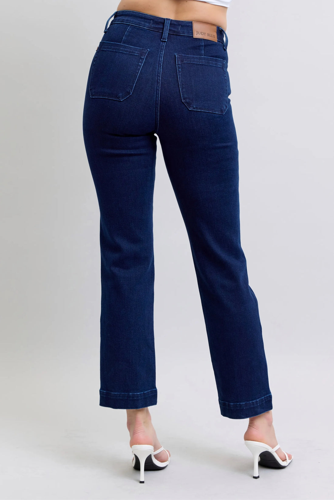 Judy Blue Full Size Hw Work Wear Knee Patch Straight Jeans Plus Size - cas7m