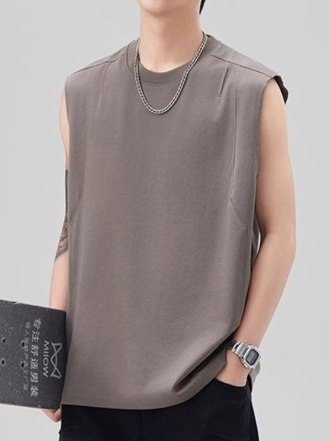 Men's Plus Size Solid Color Casual Tank Top - cas7m