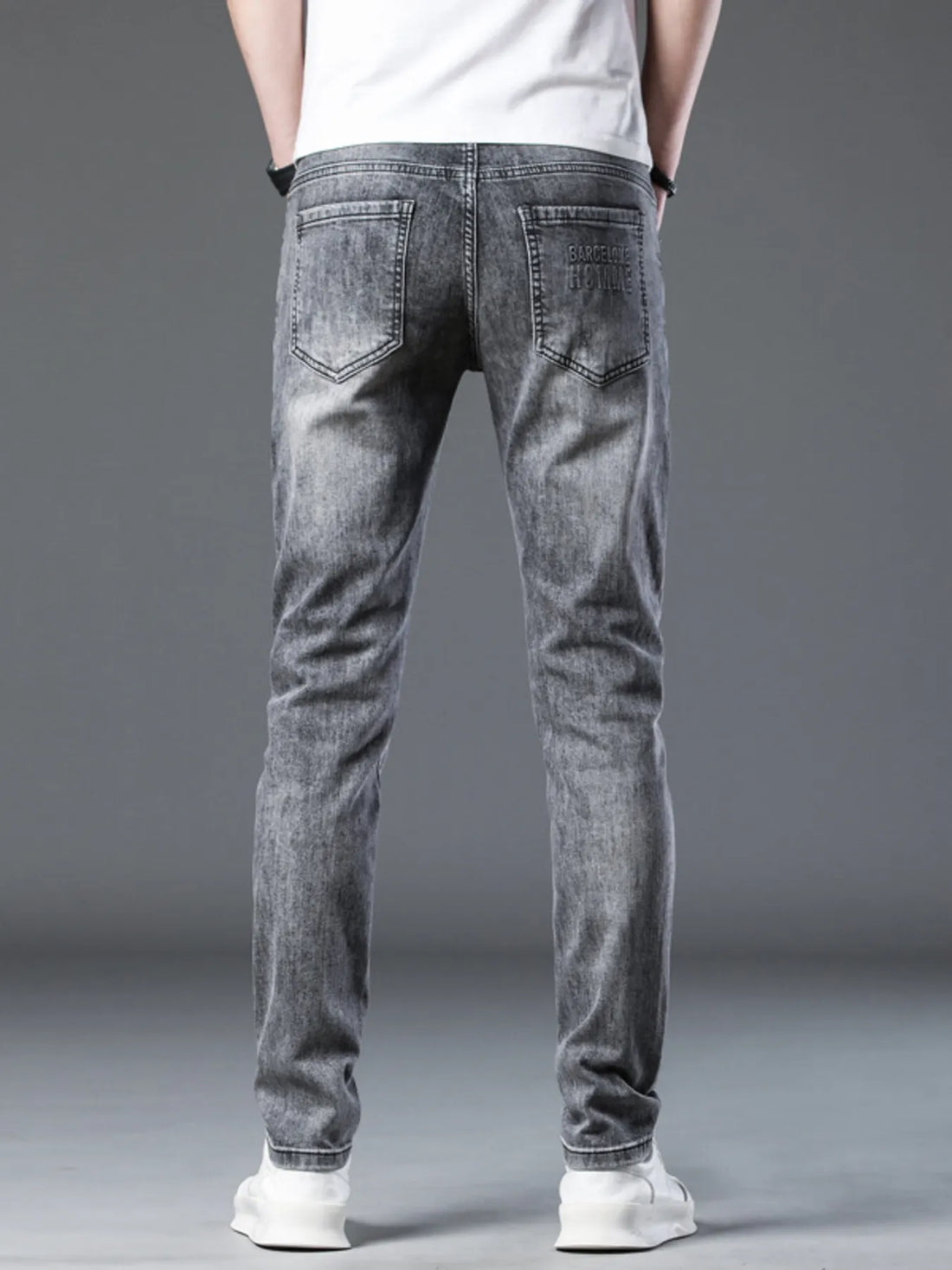 Men's Washed Stretch Slim-Fit Jeans - Cotton Blend - cas7m