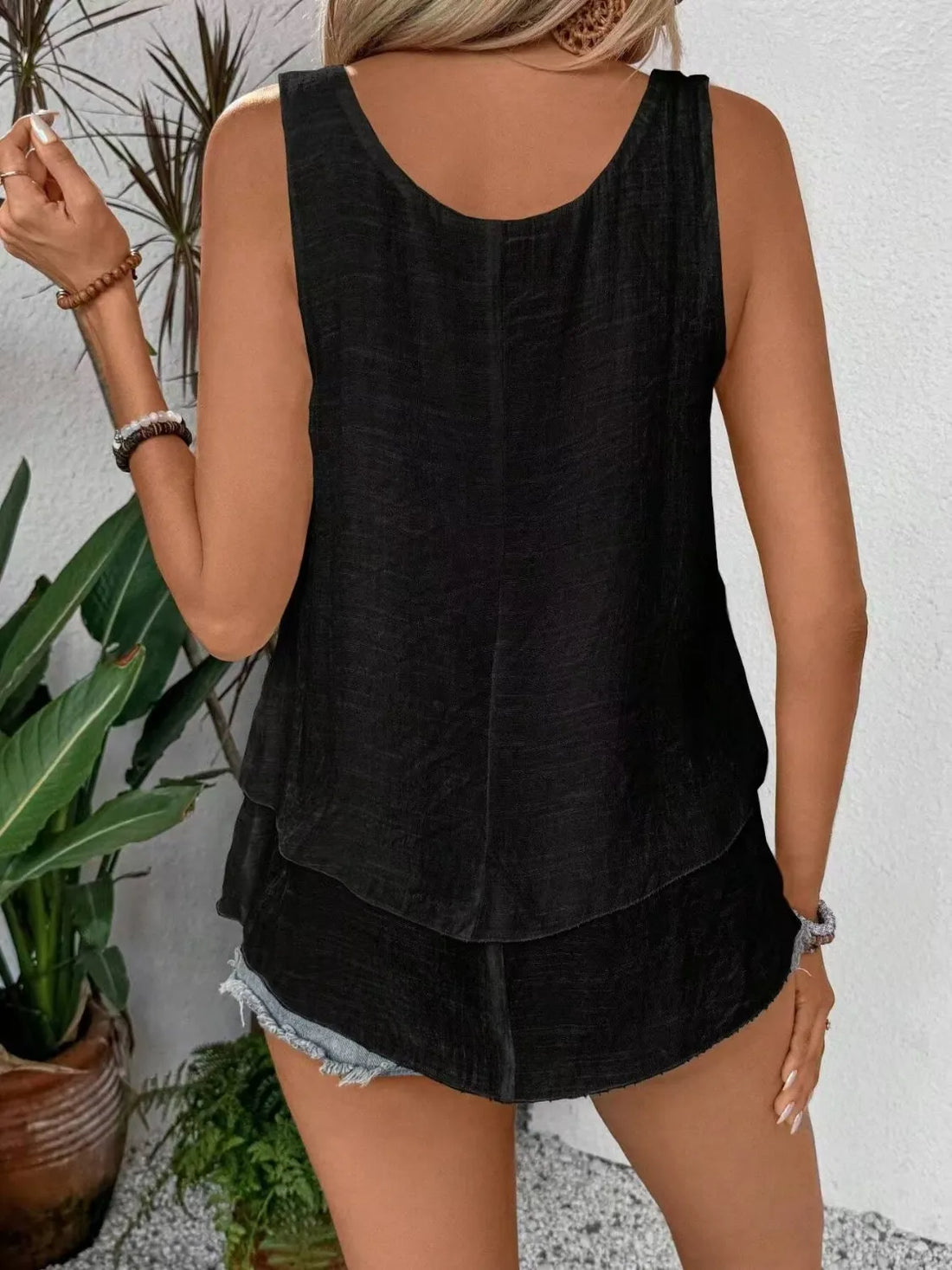 Wide Strap Layered Tank - cas7m