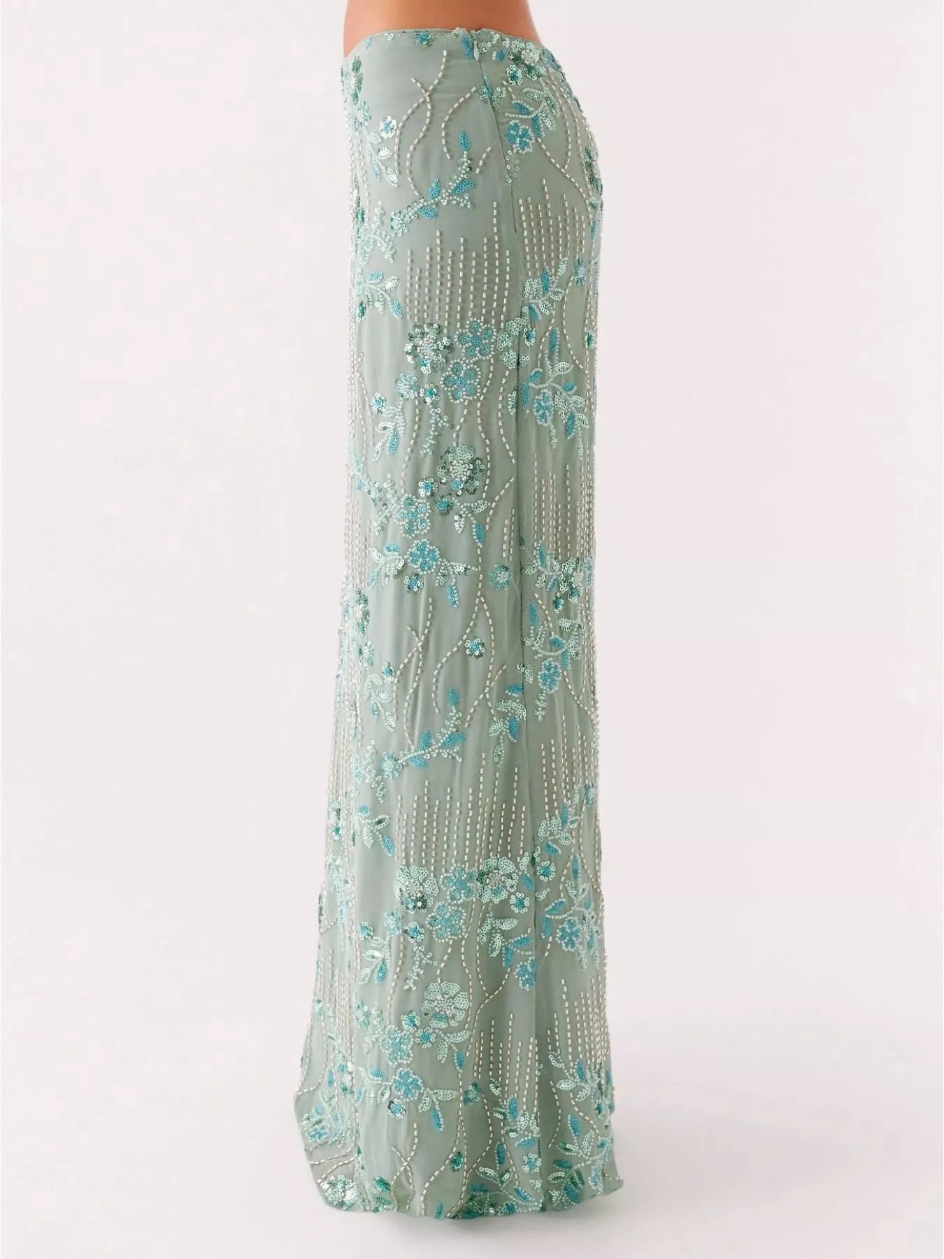 Sequin Embroidered Maxi Skirt - cas7m