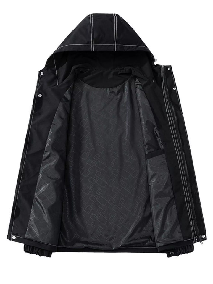 Men's Plus Size Drawstring Hooded Jacket - cas7m