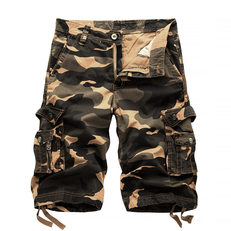 Men's Plus Size Camouflage Multi-pocket Overalls Shorts