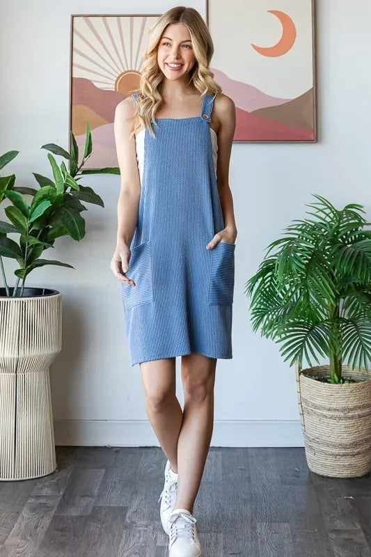 Heimish Full Size Ribbed Sleeveless Mini Tank Dress Plus Size - cas7m