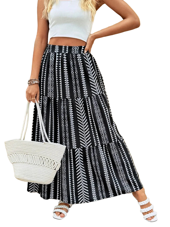 Printed High Waist Skirt - cas7m