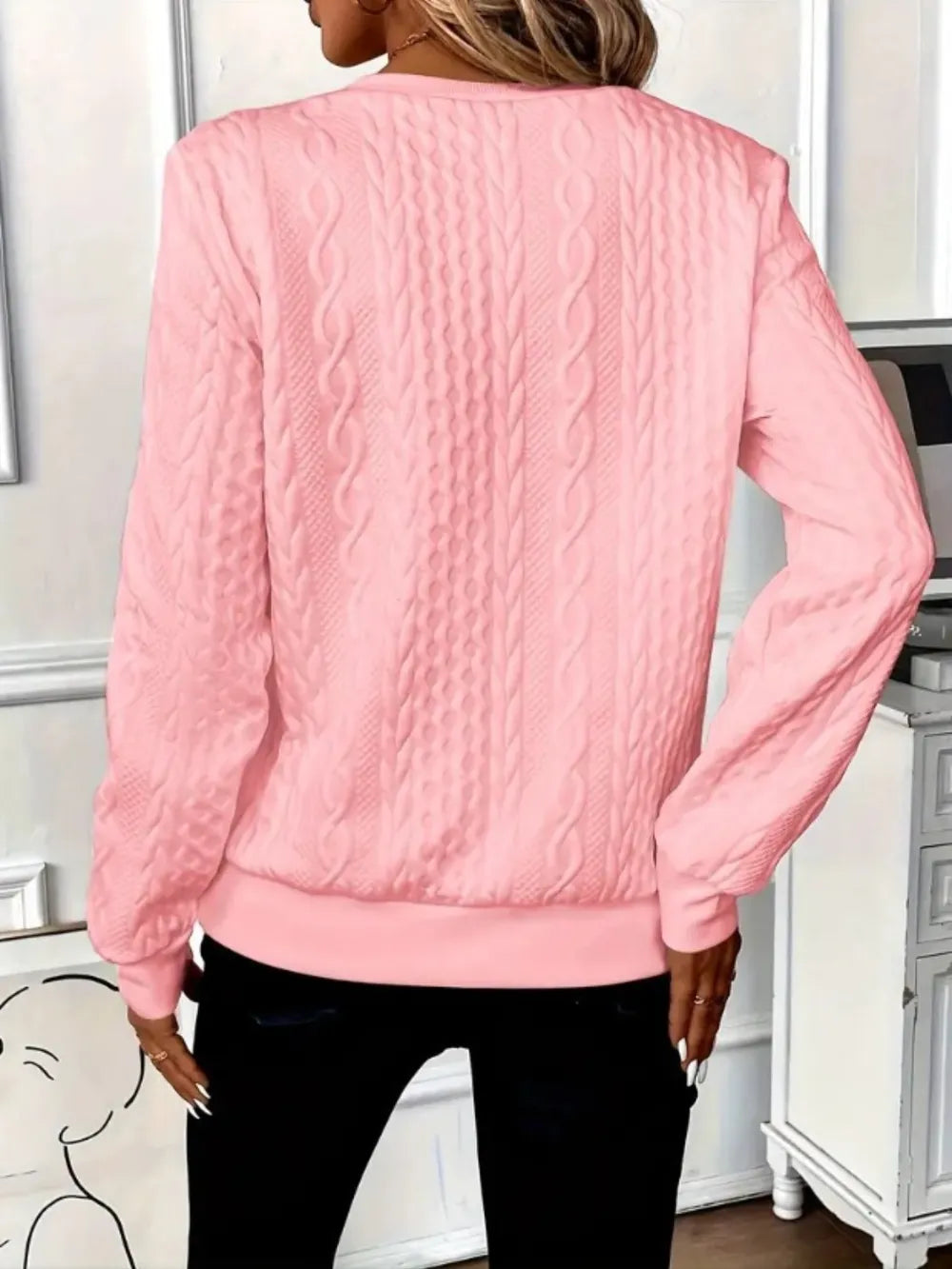 Texture Half Zip Long Sleeve Sweatshirt - cas7m