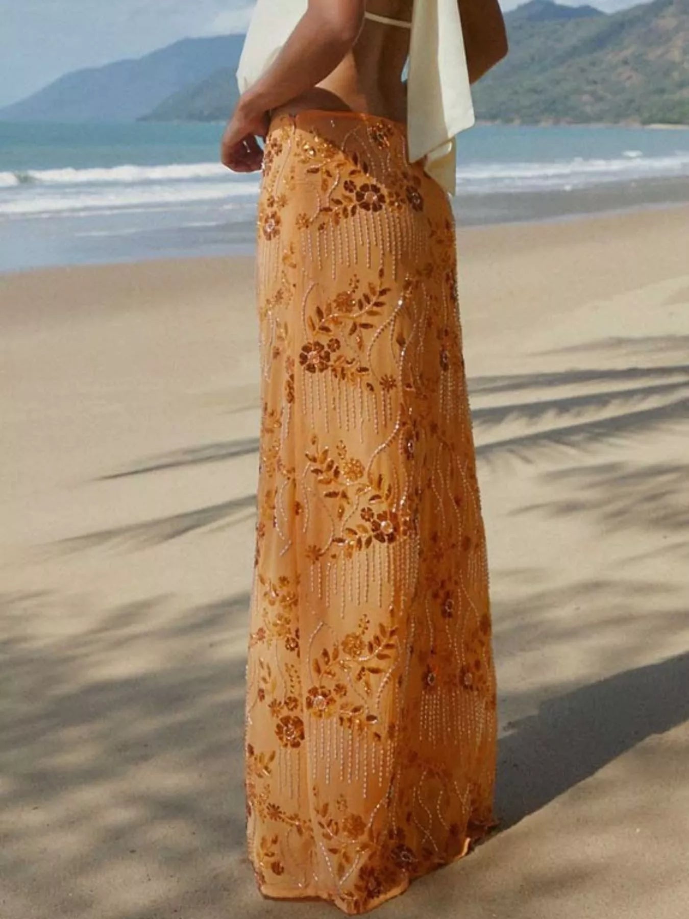 Sequin Embroidered Maxi Skirt - cas7m