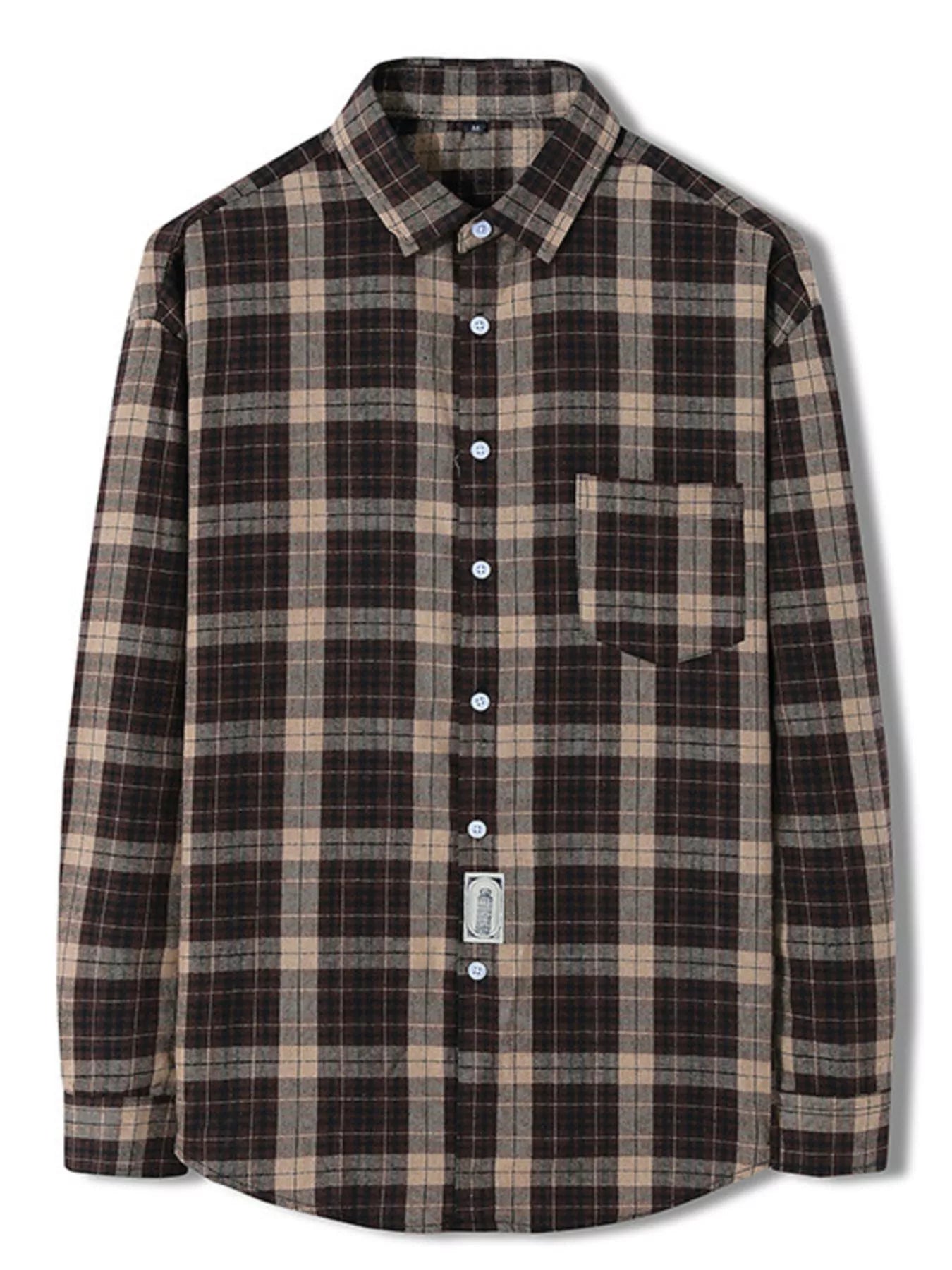 Men's Plus Size Classic Plaid Long Sleeve Shirt - cas7m