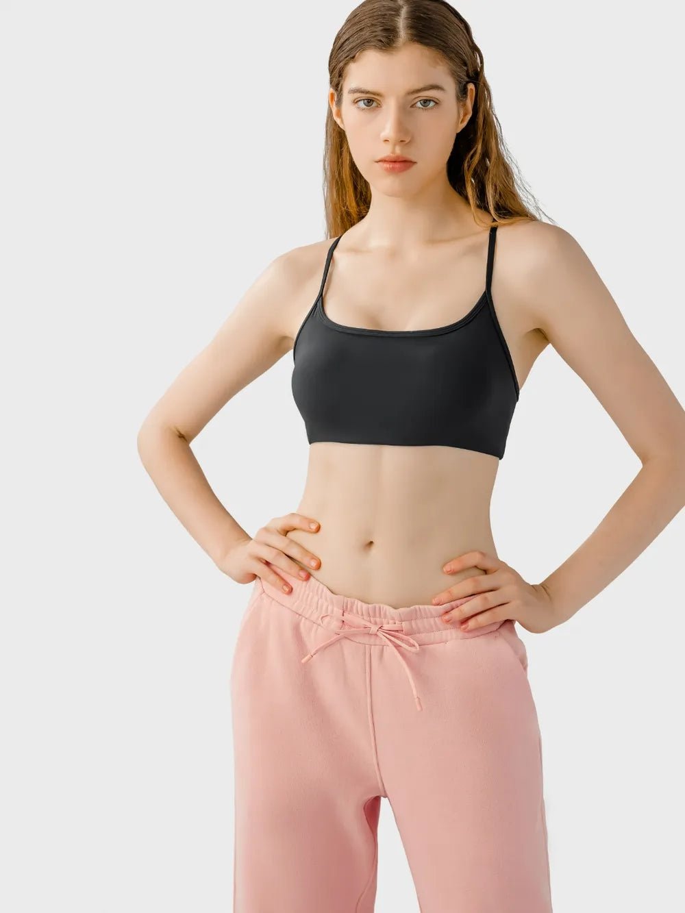 Millennia Crisscross Back Scoop Neck Active Cami with Detachable Chest Pads - cas7m