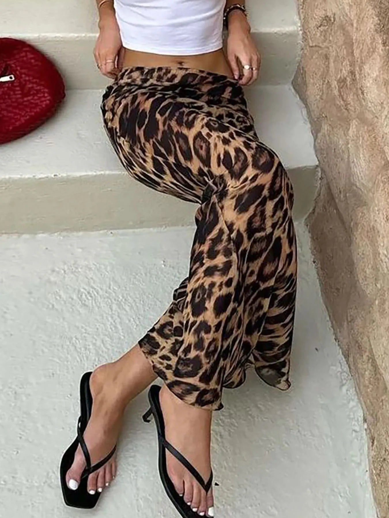 Leopard Print High Waist Flare Maxi Skirt - cas7m