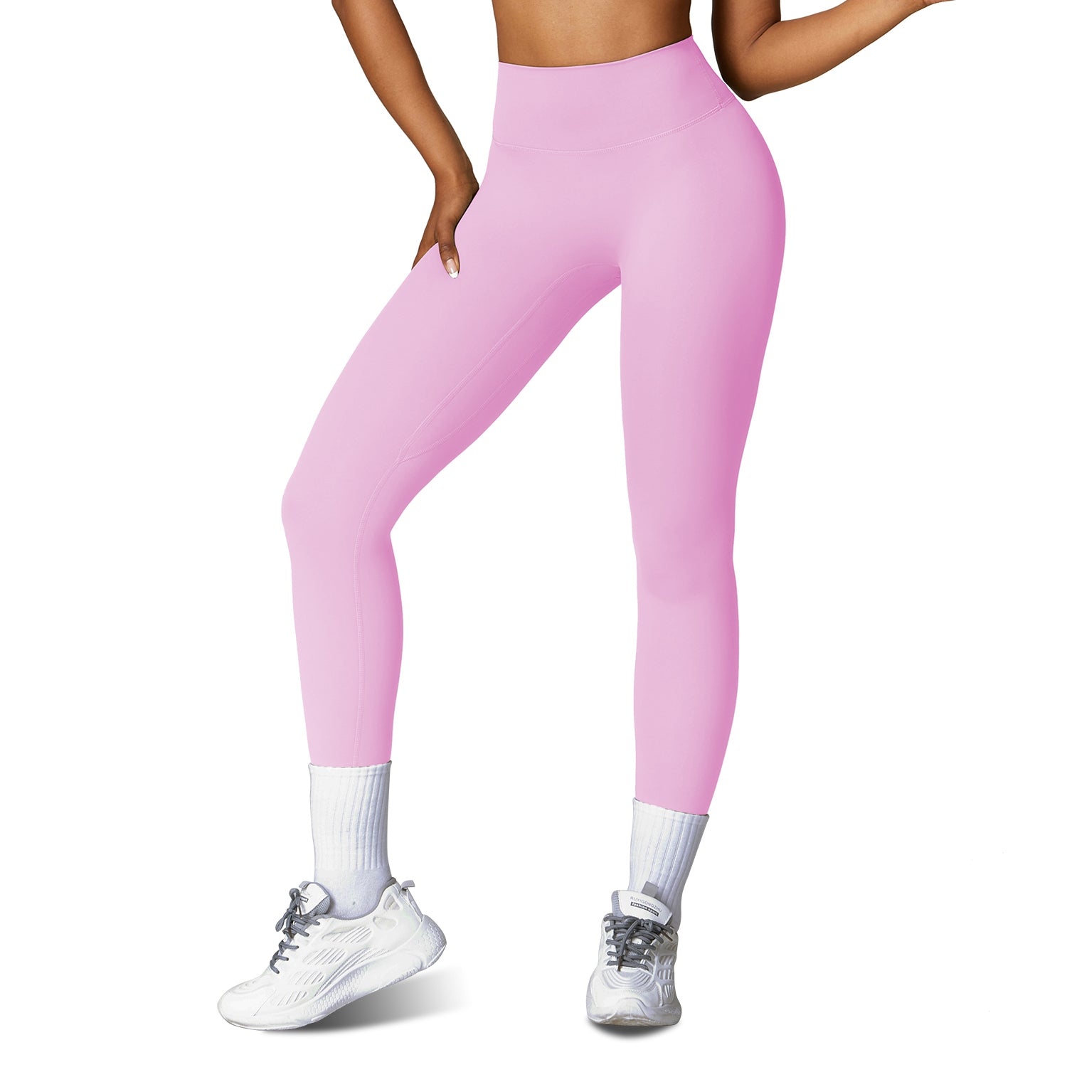 4 Sizes-5 Colors Option - 1Pc Women's High Waist Workout Leggings Tummy Control Compression Yoga Tight Pants Gym Pants Athletic Running Leggings With 25In Inseam No Front Seam - cas7m