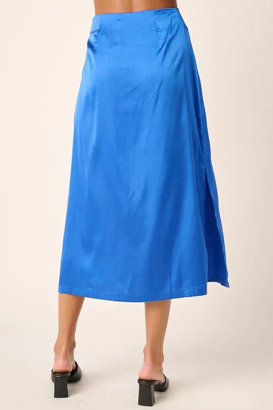 Mittoshop Side Slit Satin Midi Skirt - cas7m