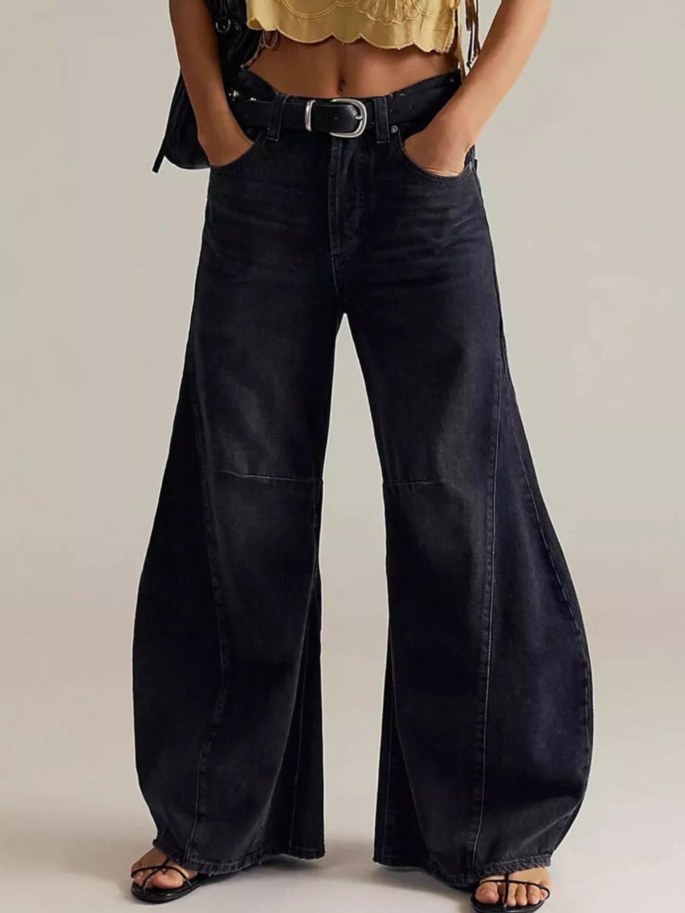 Washed Wide Leg Jeans - cas7m