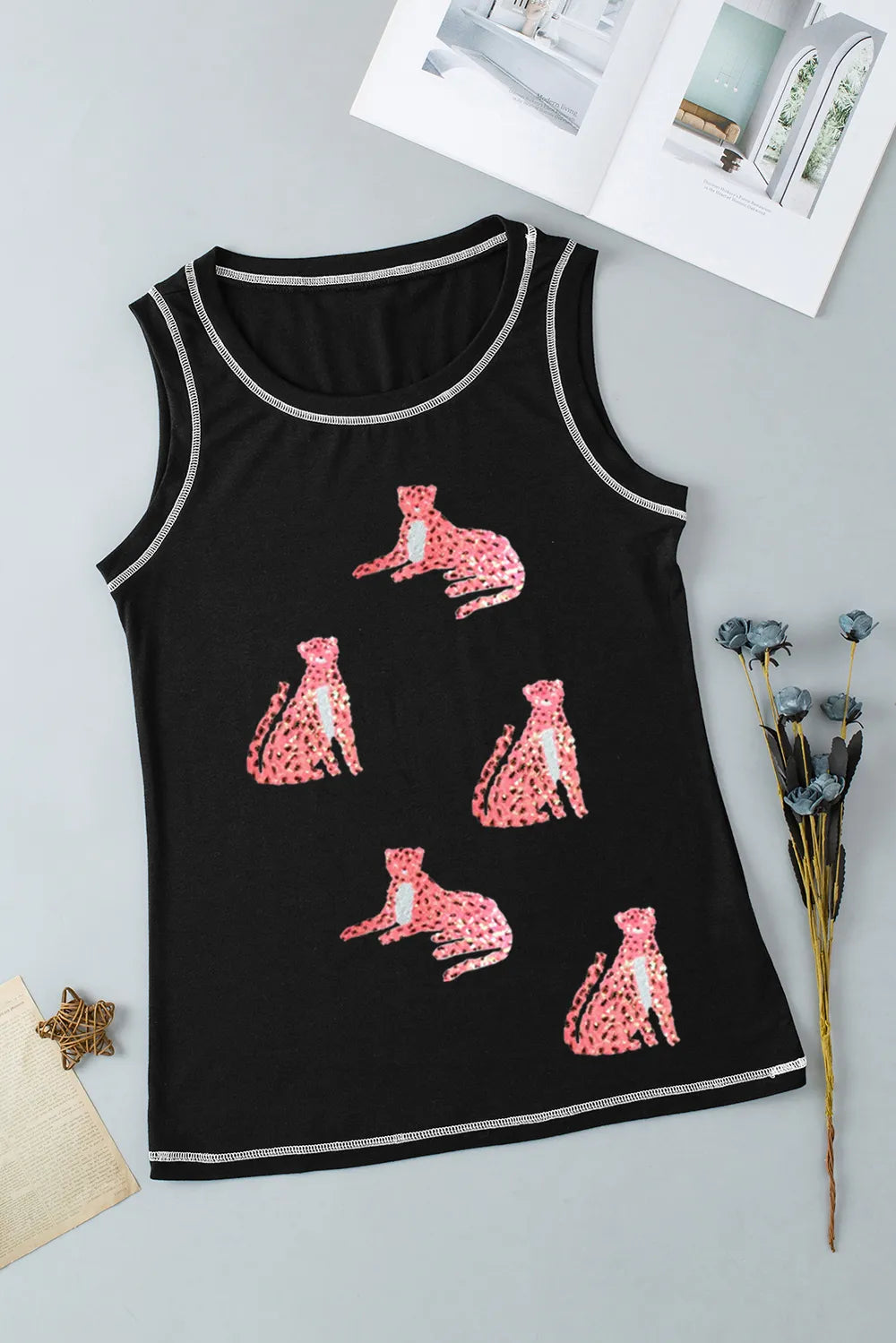 Leopard Round Neck Tank - cas7m