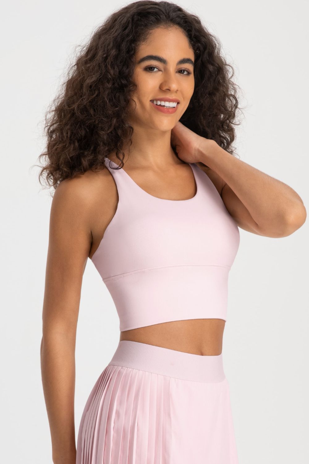Sporty Yoga Cutout Crisscross Top with Removable Padding - cas7m