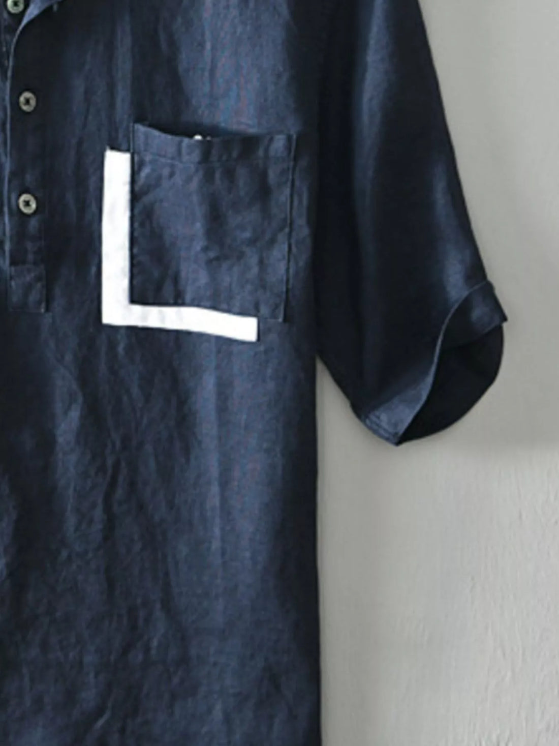 Men's Plus Size Casual Button Detail Shirt with Pocket - cas7m