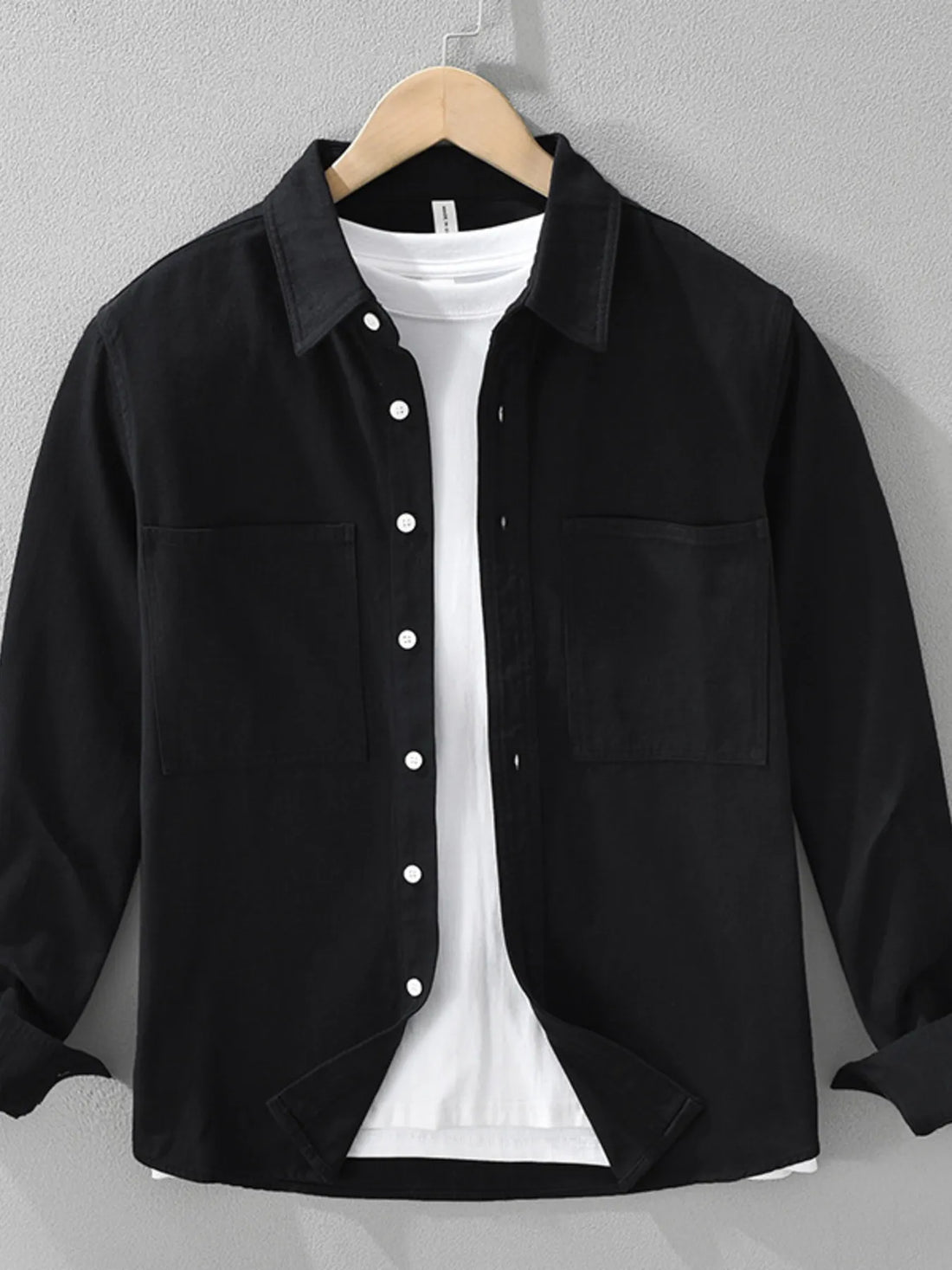 Men's Plus Size Button Detail Long Sleeve Shirt - cas7m