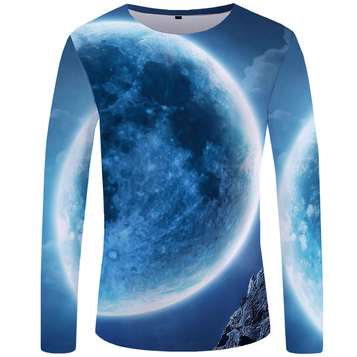 3d printed wolf series long sleeve T-shirt men - cas7m