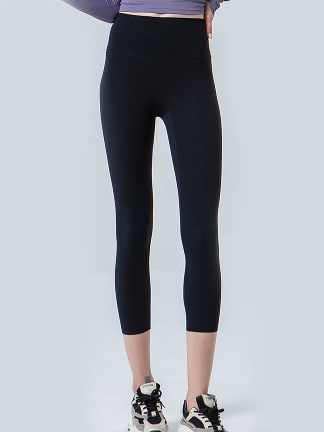 Wide Waistband Cropped Sports Leggings - cas7m