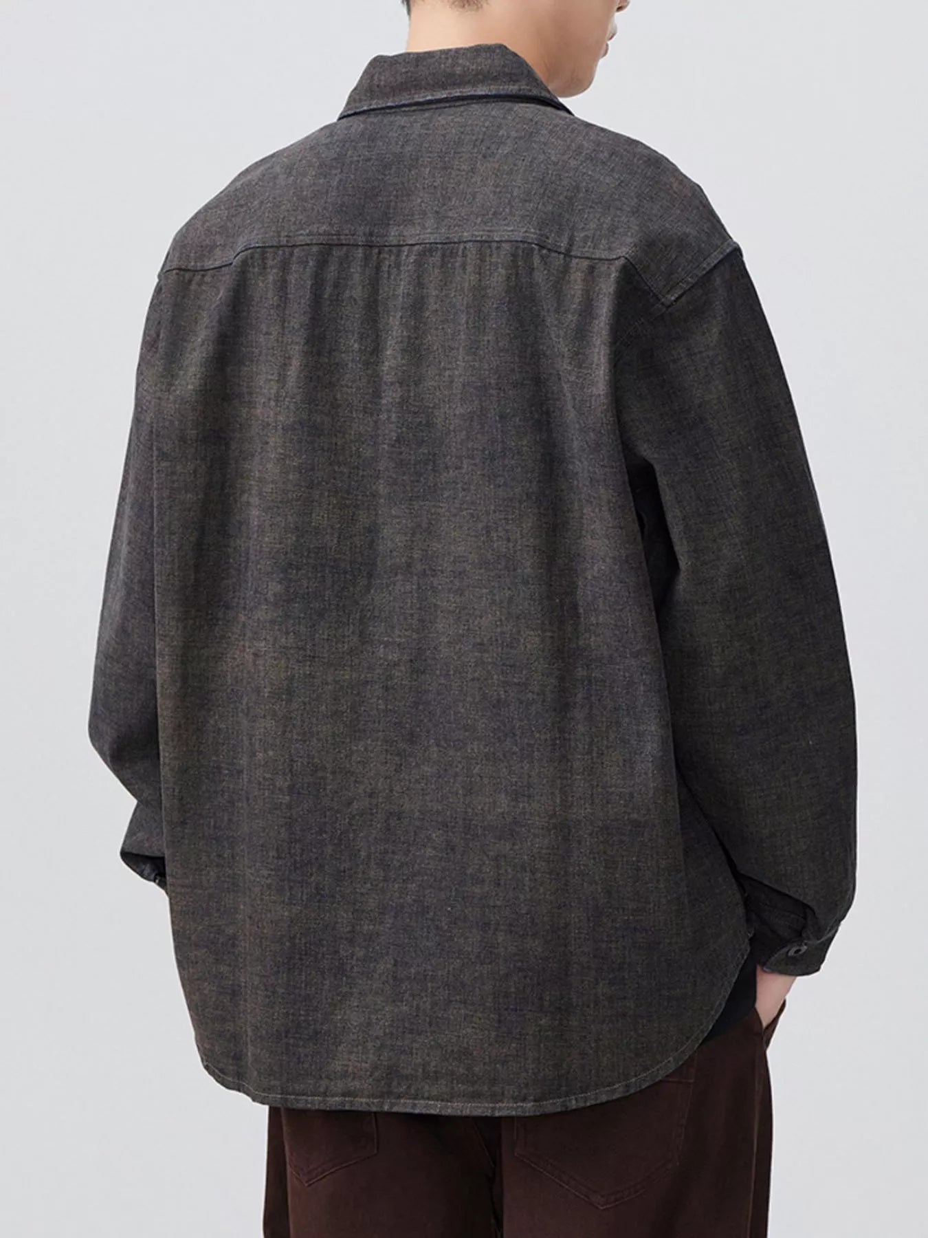 Men's Plus Size Button Up Long Sleeve Shirt - cas7m