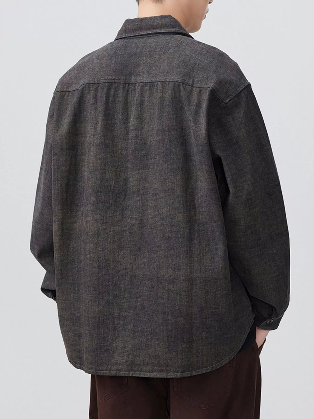 Men's Plus Size Button Up Long Sleeve Shirt - cas7m