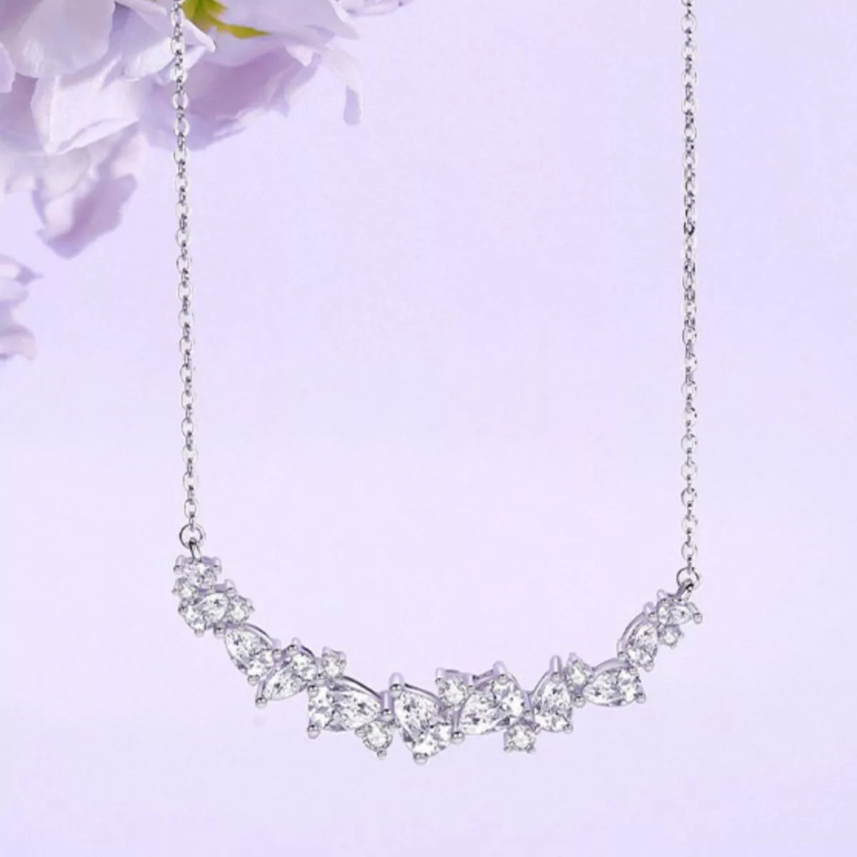 925 Sterling Silver Zircon Necklace - cas7m