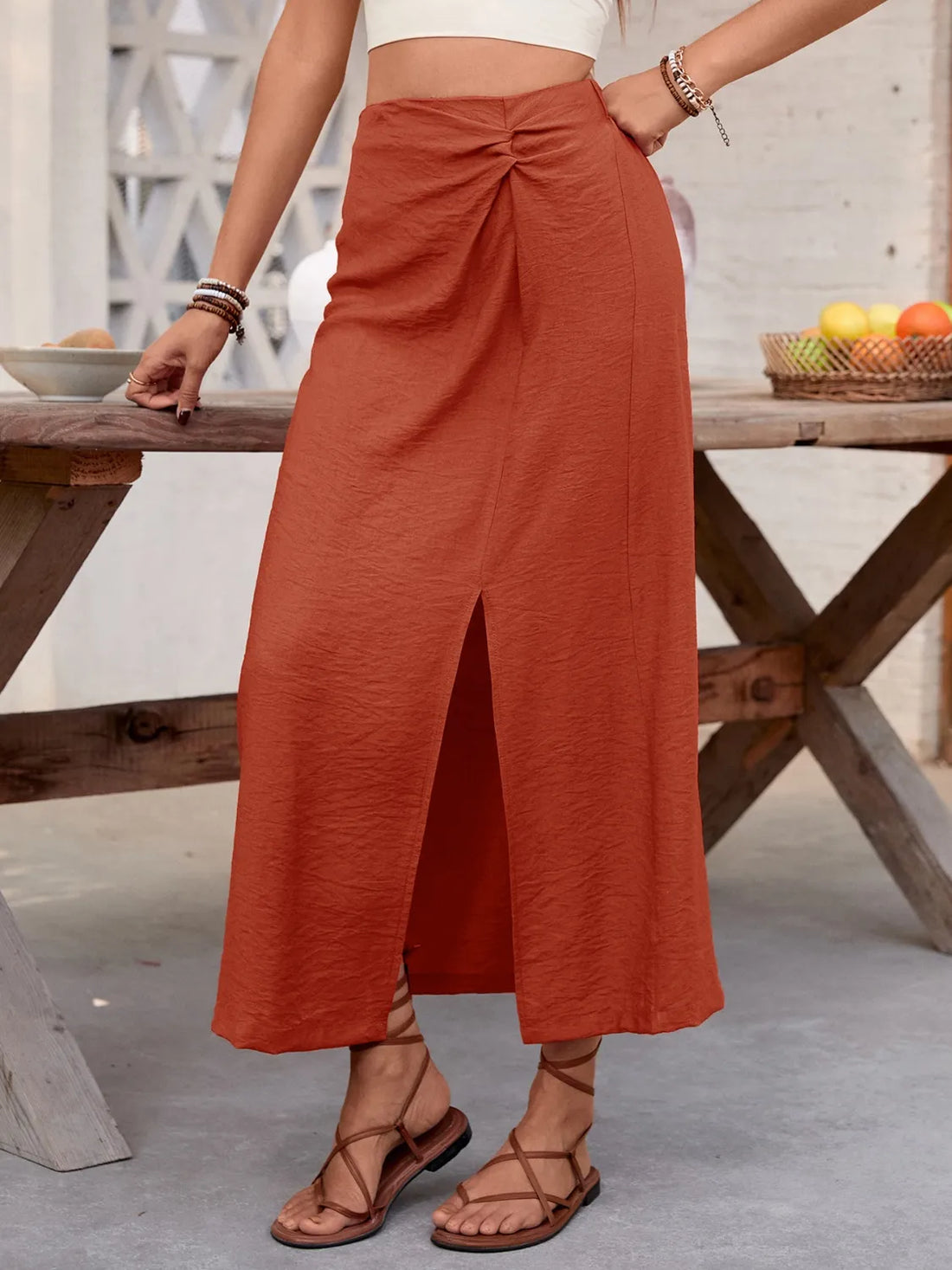 Slit Midi Skirt - cas7m
