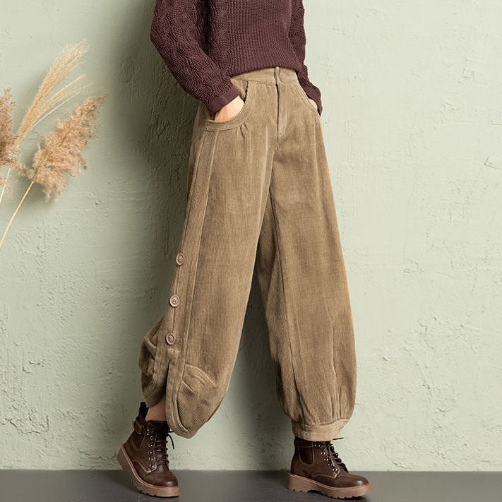 AutumnWinter Corduroy Wide-Leg Pants For Women - cas7m