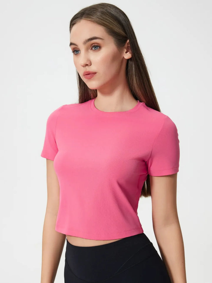 Millennia Round Neck Short Sleeve Active T-Shirt - cas7m