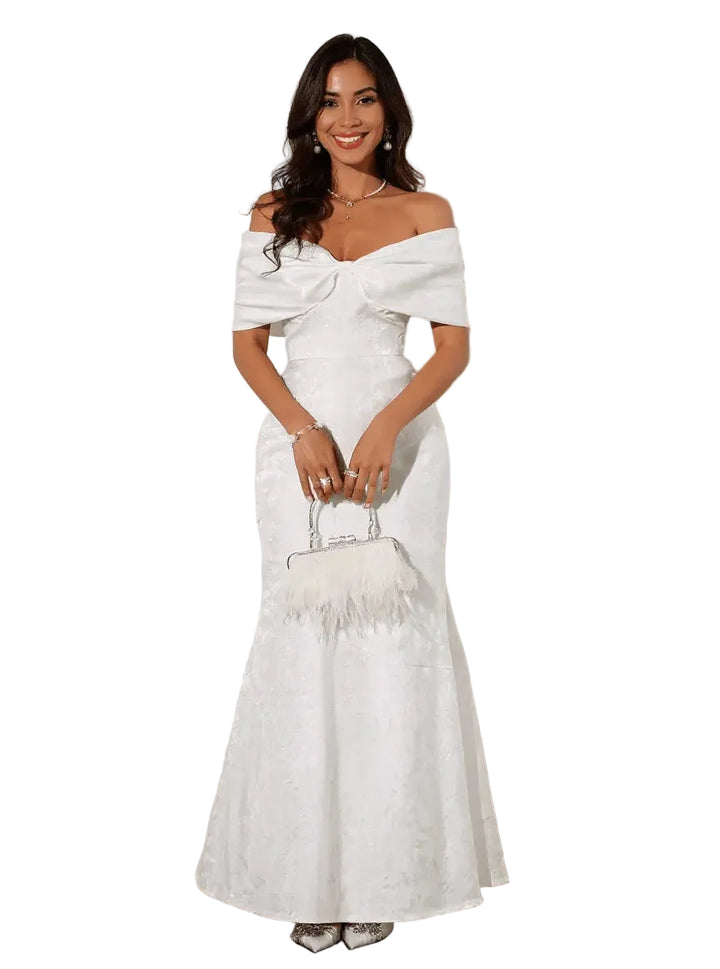 Bow Off-Shoulder Maxi Dress - cas7m