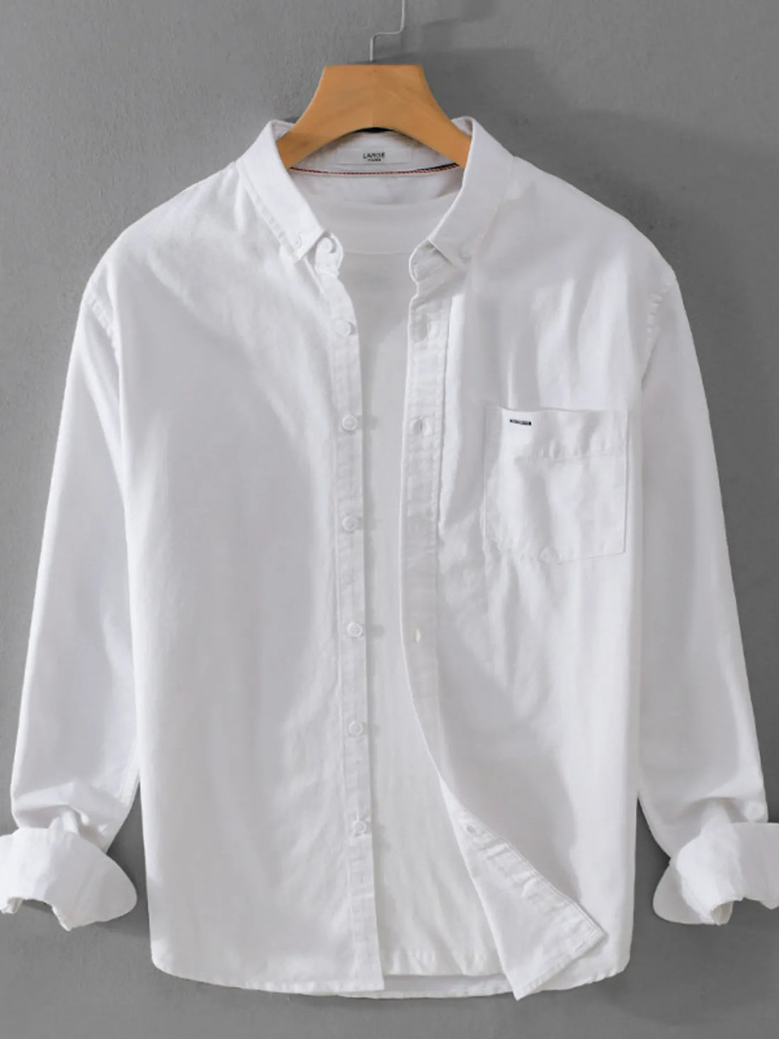 Men's Plus Size Button Up Long Sleeve Shirt - cas7m