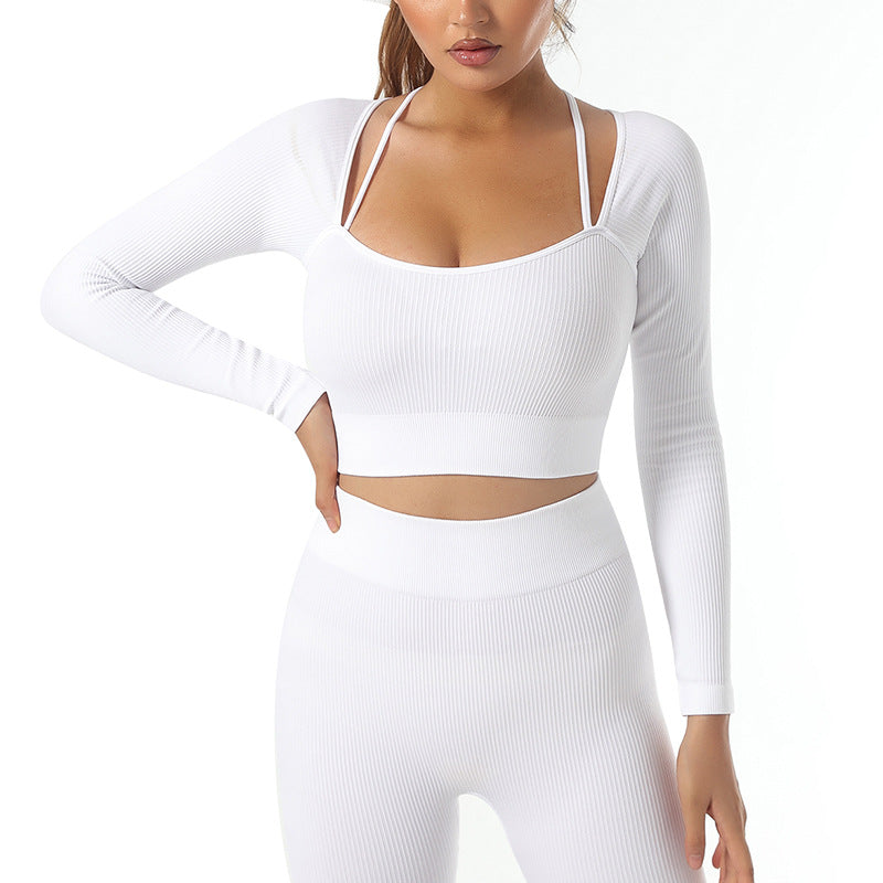 Seamless Yoga Set with Long Sleeve Top and Pants - cas7m