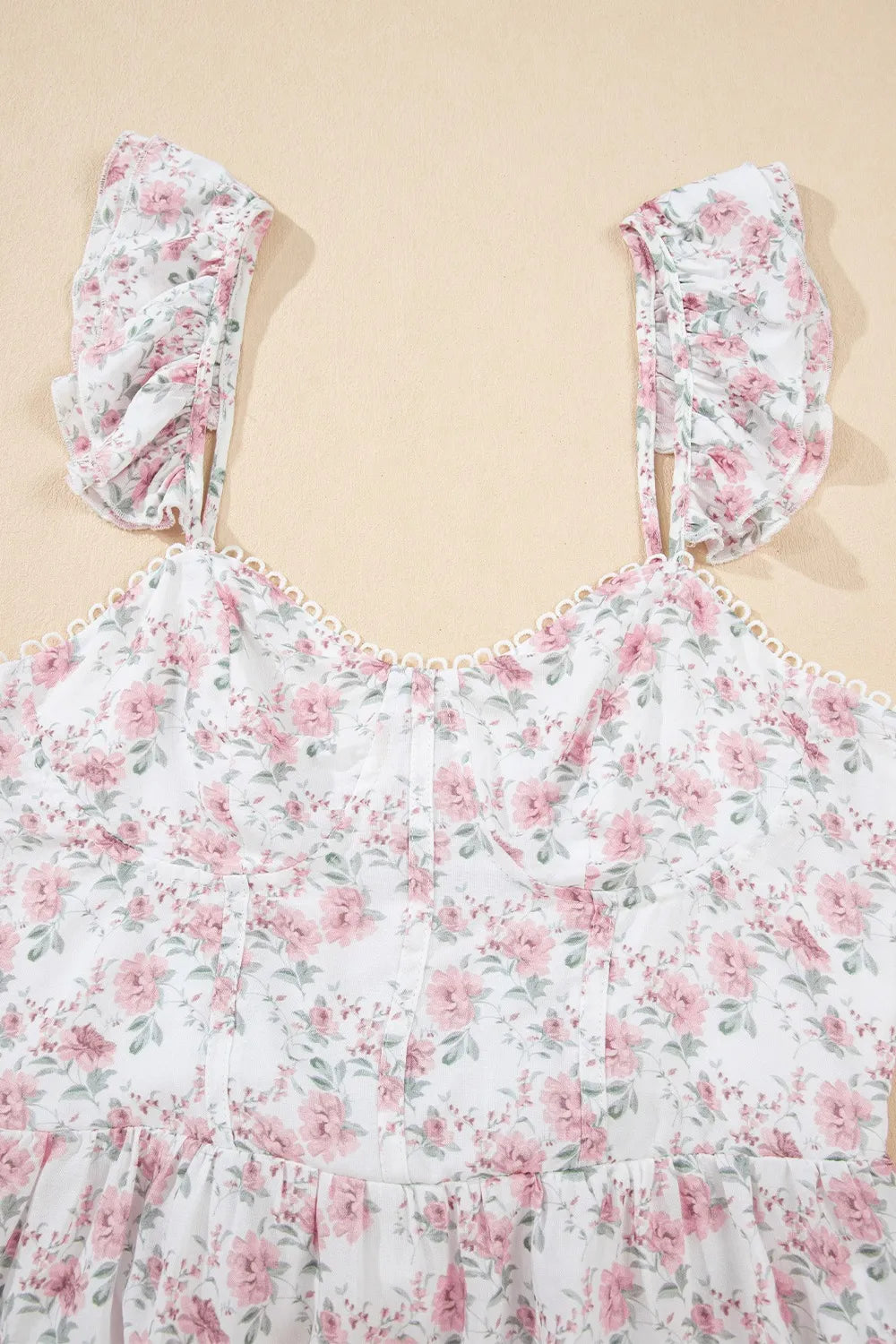 Floral Flutter Peplum Tank Top - cas7m