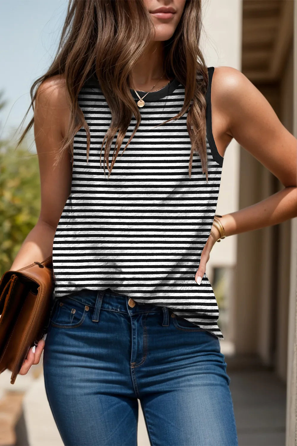 Printed Round Neck Tank - cas7m